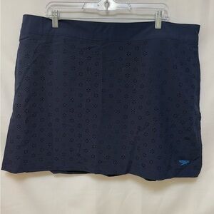 Speedo Navy Blue Skort Eyelet Cut Shorts UPF 50+‎ Protection Size XXL